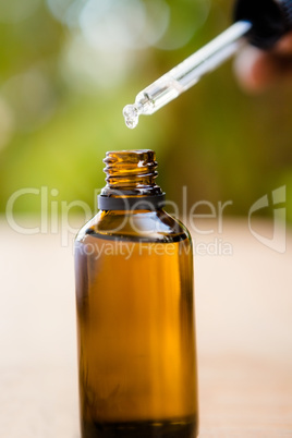 Close-up of aromatherapy oil with dropper