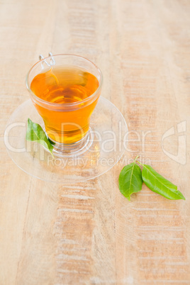High angle view of green tea