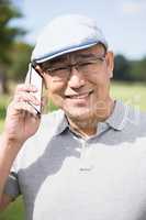 Portrait of golfer smiling and calling