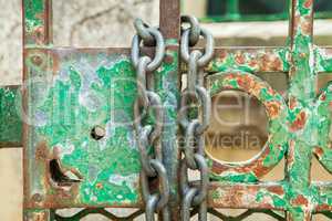 Green doorlock with chain