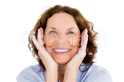 Close-up of smiling woman gesturing