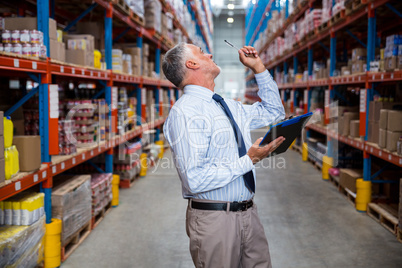 Business man is concentrating during his work