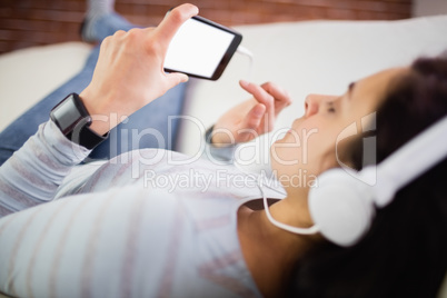 Woman listening to music