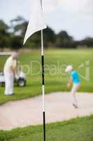 White flag at golf course