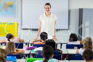 Female teacher taking class