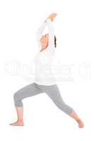 Full length of active woman exercising