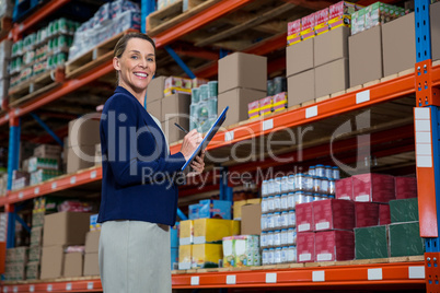 Business woman is smiling during his work