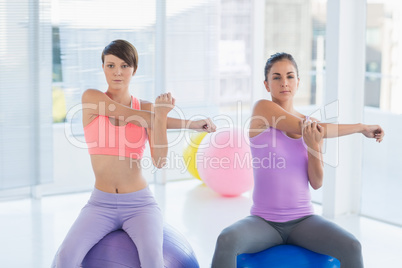 Portrait of women exercising