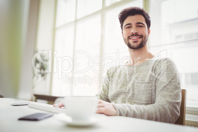 Portrait of businessman working at desk in office