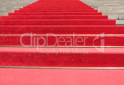 Red carpet on stairway