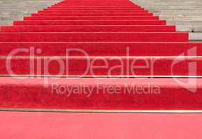 Red carpet on stairway