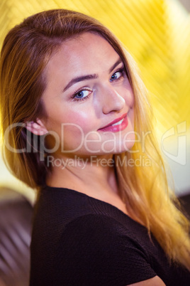 Portrait of beautiful woman in nightclub