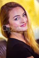 Portrait of beautiful woman in nightclub