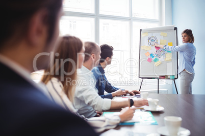 Businesswoman giving presentation in meeting room