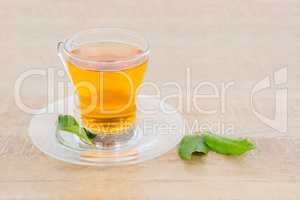 Herbal tea served on table