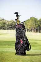 Filled golf bag with golf club