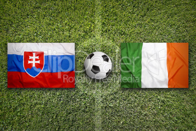 Slovakia vs. Ireland flags on soccer field