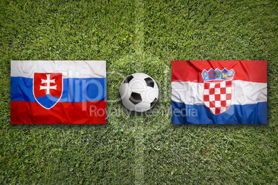 Slovakia vs. Croatia flags on soccer field