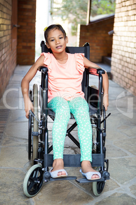 Handicapped girl at school corridor