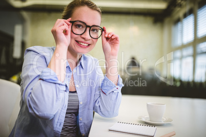 Businesswoman wearing eyeglasses