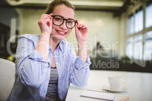 Businesswoman wearing eyeglasses