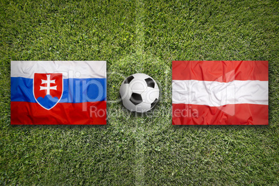 Slovakia vs. Austria flags on soccer field