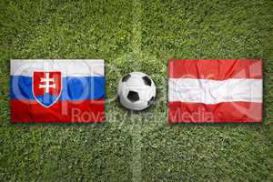Slovakia vs. Austria flags on soccer field