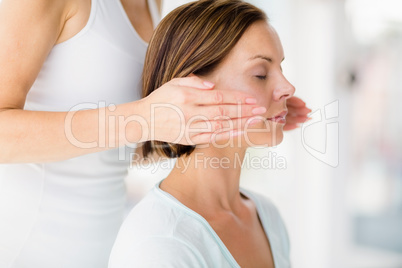 Close-up of woman receiving massage treatment
