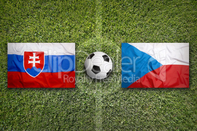 Slovakia vs. Czech Republic flags on soccer field