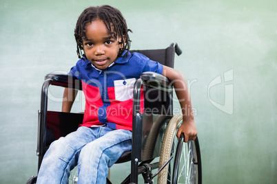 Elementary handicapped boy in classroom