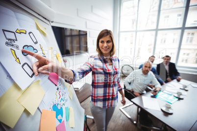 Smiling businesswoman giving presentation