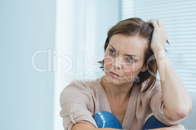 Depressed woman at home