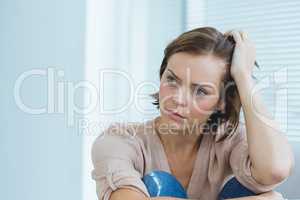 Depressed woman at home