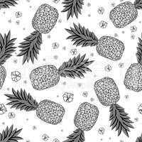 Seamless pattern with pineapples.  Vector illustration