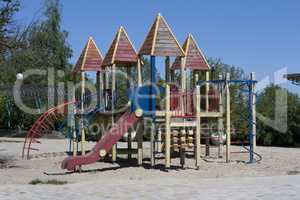 Modern colorful playground without children ground outdoor photo