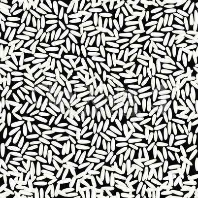 Black and white rice vector abstract seamless pattern