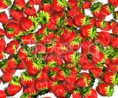 Strawberries with leaves. Isolated on a white background.