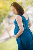 Young Pregnant Chinese Woman Portrait in Park
