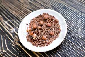 Grated chocolate with nuts