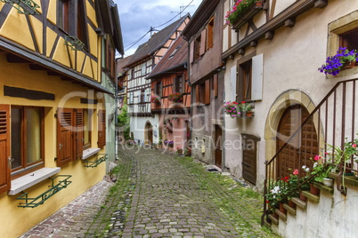 Rempart-sud street in Eguisheim, Alsace, France