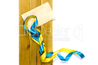 Yellow and blue satin ribbons