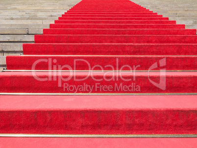 Red carpet on stairway