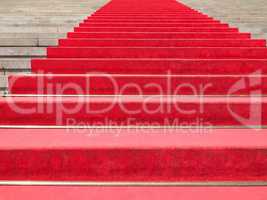 Red carpet on stairway