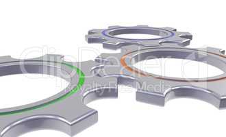 metal gear wheels isolated white background - 3d illustration
