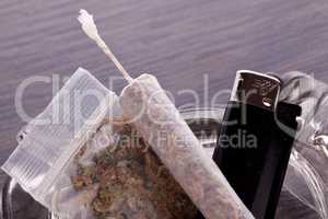 Close up of marijuana and smoking paraphernalia