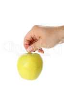 Hand mit Apfel