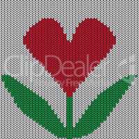 Knitted heart. Valentine day card