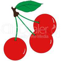 Three ripe cherries