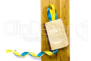 Yellow and blue satin ribbons book