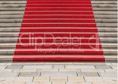 Red carpet on stairway